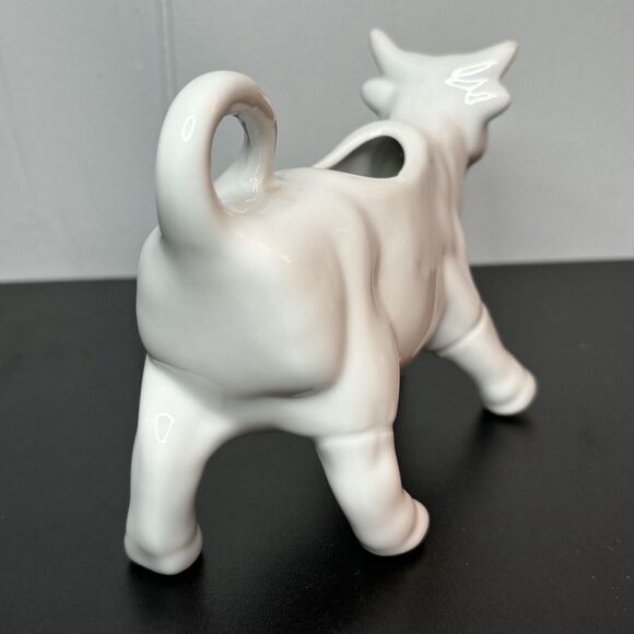 White Ceramic Cow Creamer 7” Rustic Farmhouse Chic - Picture 4 of 8